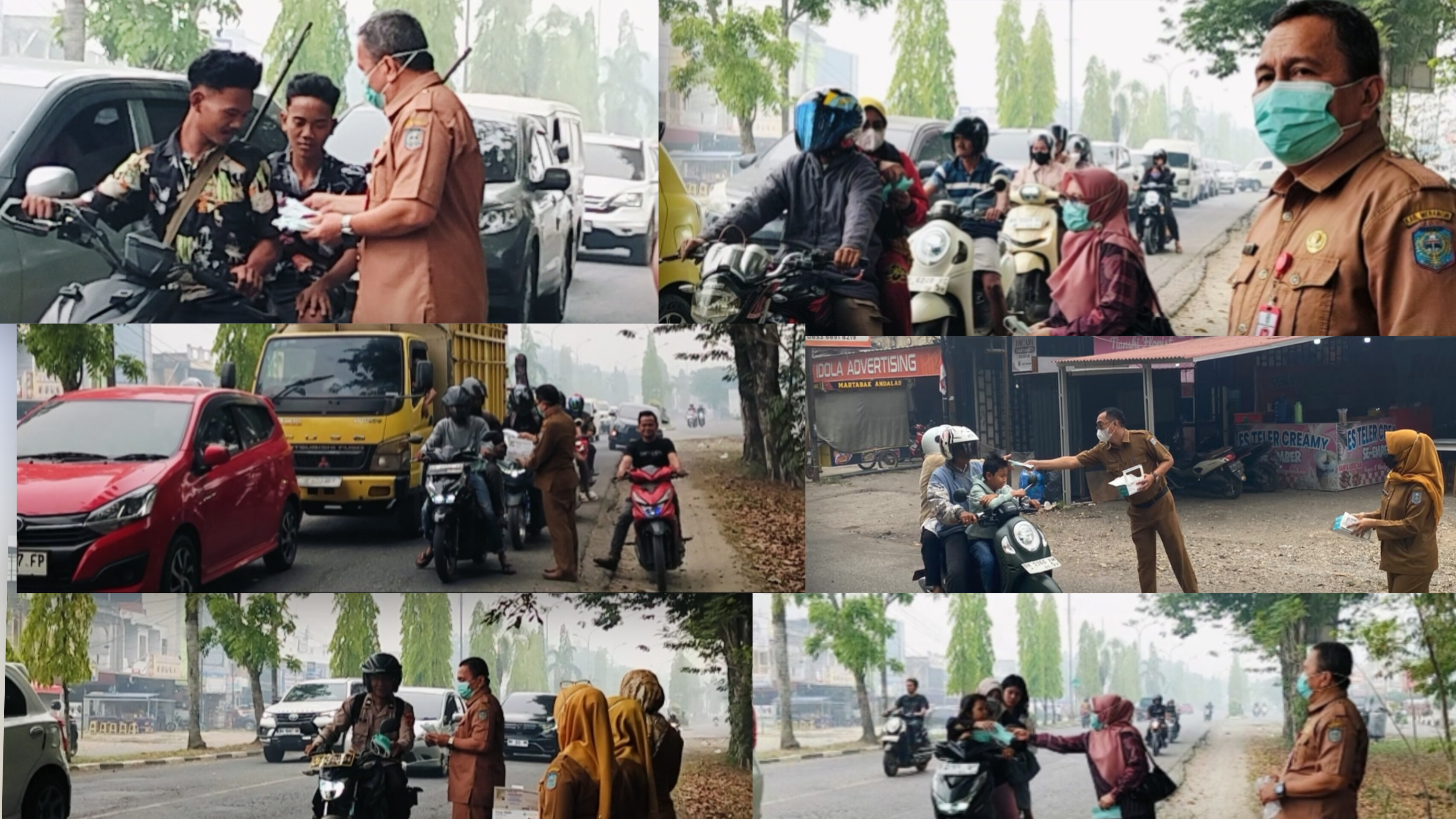 Kabut Asap Semakin Pekat! Dinas PPKB Merangin Bersama DWP Bagikan Masker kepada Pengendara